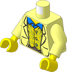 Minifig Torso with Arms and Hands with LOTR Jacket and Yellow Vest Pattern