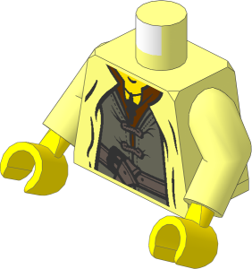 Minifig Torso with Arms and Hands with LOTR Coat, Dark Bluish Grey Shirt, Evenstar Pendant and Belt Pattern