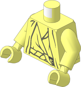 Minifig Torso with Arms and Hands with LOTR Cloak with Dark Bluish Grey Folds Pattern