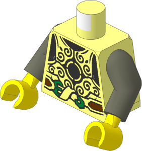 Minifig Torso with Arms and Hands with LOTR Armour, Brown Belt & Gold Buckle Pattern