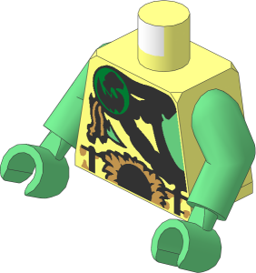 Minifig Torso with Arms and Hands with Skull Badge, Chains, Armour and Belt Pattern