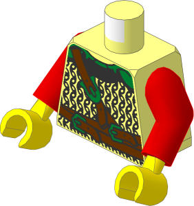 Minifig Torso with Arms and Hands with Chain Mail, Belt and Straps Pattern
