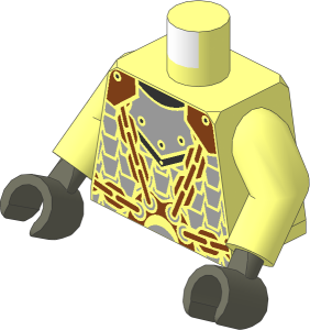 Minifig Torso with Arms and Hands with Plate Mail and Copper Chains Pattern
