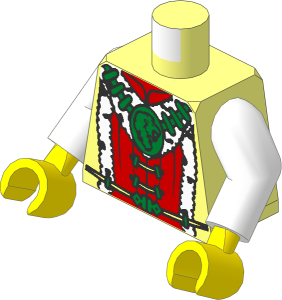 Minifig Torso with Arms and Hands with Lion Head Medallion and Fur Trim Pattern