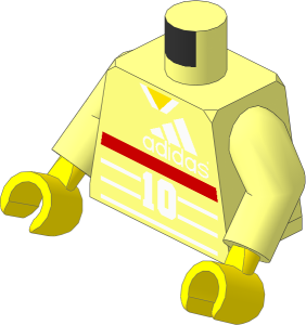 Minifig Torso with Arms and Hands with Soccer Shirt "10" and "ZIDANE" Pattern