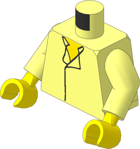 Minifig Torso with Arms and Hands with SW Shirt Open Collar No Vest and Yellow Chest Pattern