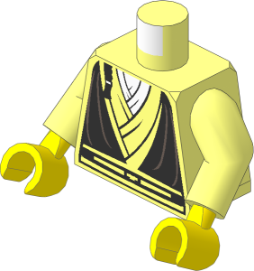 Minifig Torso with Arms and Hands with SW Layered Shirt, Black Vest and Braid Pattern