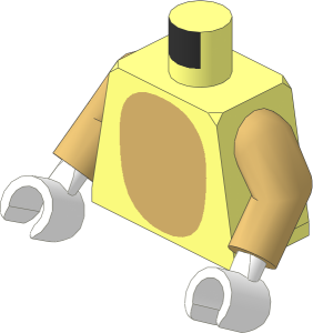 Minifig Torso with Arms and Hands with Tan Oval and Black Spines and Tail Pattern