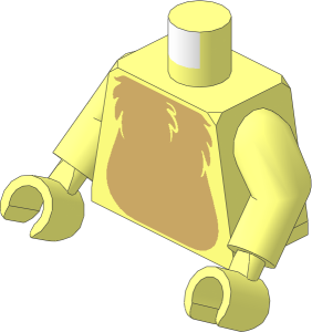 Minifig Torso with Arms and Hands with Tan Chest and Black and White Tail to the Left Pattern