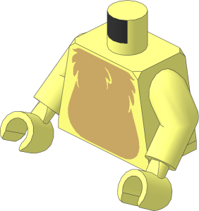 Minifig Torso with Arms and Hands with Tan Chest and Black and White Tail to the Right Pattern