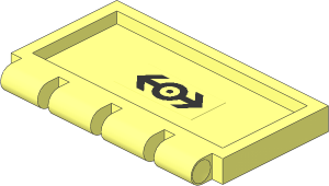 Hinge Tile  2 x  4 with Ribs with Black Train Logo Small Sticker on Bottom
