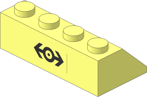 Slope Brick 45  2 x  4 with Black Train Logo Sticker on Back Side