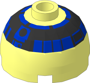 Cylinder  2 x  2 with Dome Top with SW Blue/Silver R2 Pattern