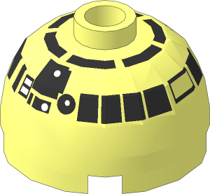 Cylinder  2 x  2 with Dome Top with SW Silver/Black R2 Pattern