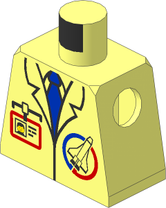 Minifig Torso with Launch Command Logo, Blue Tie and ID Badge Pattern