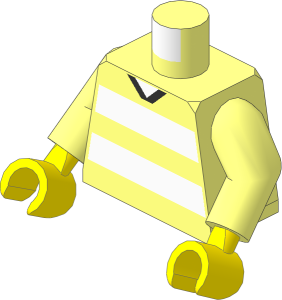 Minifig Torso with Arms and Hands with Soccer Team White Stripes and White #18 Pattern