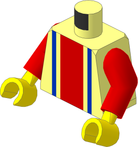 Minifig Torso with Arms and Hands with Soccer Team Red/Blue Stripes and Red #10 Pattern