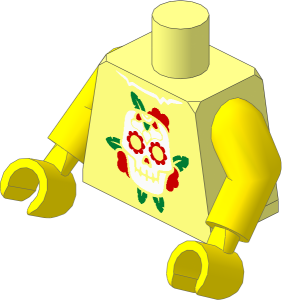 Minifig Torso with Arms and Hands with Skull and Red Roses Pattern