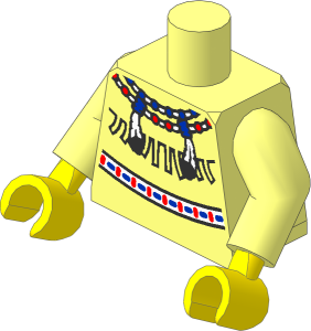 Minifig Torso with Arms and Hands with American Indian Necklace and Fringe Pattern