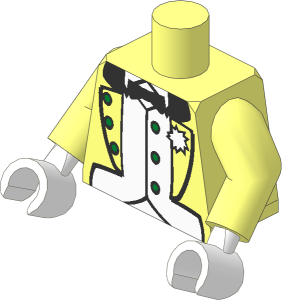 Minifig Torso with Arms and Hands with Jacket, Bow Tie, Vest, Boutonniere Pattern