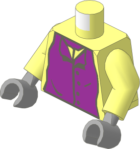 Minifig Torso with Arms and Hands with HP Purple Greatcoat with Dark Grey Border Pattern