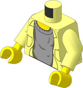 Minifig Torso with Arms and Hands with HP Jacket and Light Grey Sweater Pattern