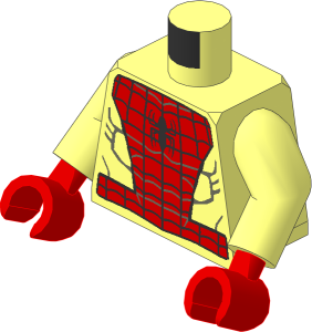 Minifig Torso with Arms and Hands with Spider Man Pattern
