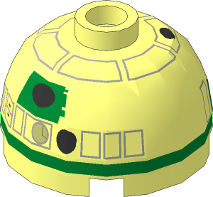 Cylinder  2 x  2 with Dome Top with SW Green/Grey R2-A5 Pattern