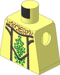 Minifig Torso with SW Female Dress with Gold Ornaments Pattern