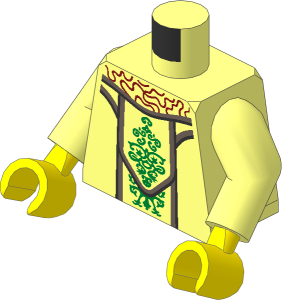 Minifig Torso with Arms and Hands with SW Female Dress with Gold Ornaments Pattern