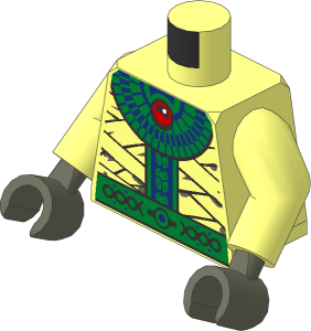 Minifig Torso with Arms and Hands with Bandage, Gold Necklace and Gold Belt Pattern