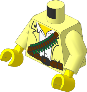 Minifig Torso with Arms and Hands with Waistcoat, White Shirt and Bandolier Pattern