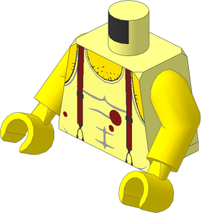 Minifig Torso with Arms and Hands with Tank Top, Braces & Yellow Skin Pattern