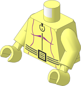 Minifig Torso with Arms and Hands with Catsuit, Ring Zipper Pull and Belt Pattern