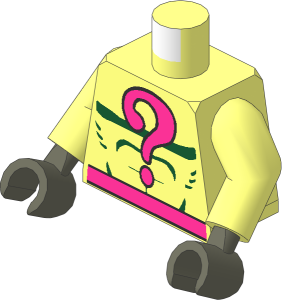 Minifig Torso with Arms and Hands with Magenta Questionmark Pattern
