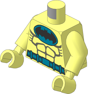 Minifig Torso with Arms and Hands with Grey and Gold Batman Pattern