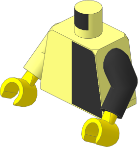 Minifig Torso with Arms and Hands with Black Half Pattern