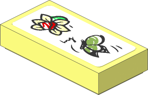 Tile  1 x  2 with Flower and Butterfly Sketch Sticker