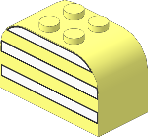 Brick  2 x  4 x  2 with Curved Top with White Stripes Pattern