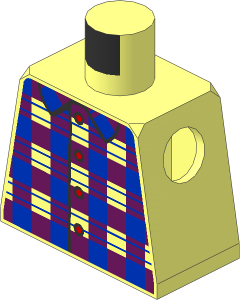 Minifig Torso with Blue and Dark Azure Plaid Shirt with Collar Pattern