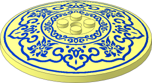 Dish  8 x  8 Inverted With Blue Flower Petals, Dots and Circle Border Pattern