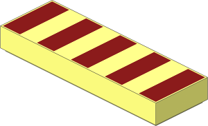 Tile  1 x  3 with  5 Dark Red Stripes Pattern