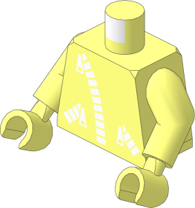 Minifig Torso with Arms and Hands with Leather Jacket with Thick White Zippers Pattern