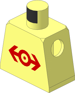 Minifig Torso with Large Red Train Logo Pattern