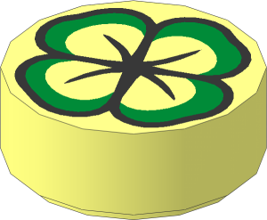 Tile  1 x  1 Round with Four-Leaf Clover Pattern