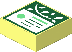 Tile  1 x  1 with Dark Green Sign with White Leaves Pattern