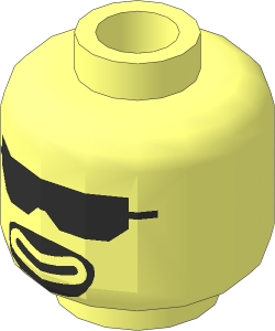 Minifig Head with Black Beard and Silver Sunglasses Pattern