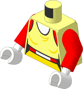 Minifig Torso with Arms and Hands with Tank Top, Belt and Bunny Tail Pattern