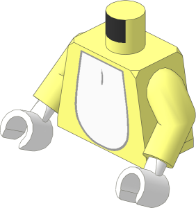 Minifig Torso with Arms and Hands with White Rabbit Chest and Tail Pattern