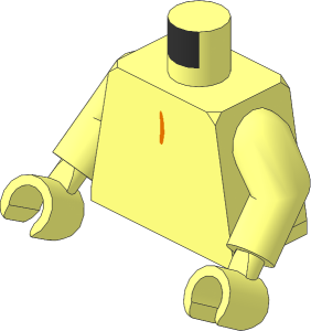 Minifig Torso with Arms and Hands with Dark Orange and Yellow Feathers Pattern